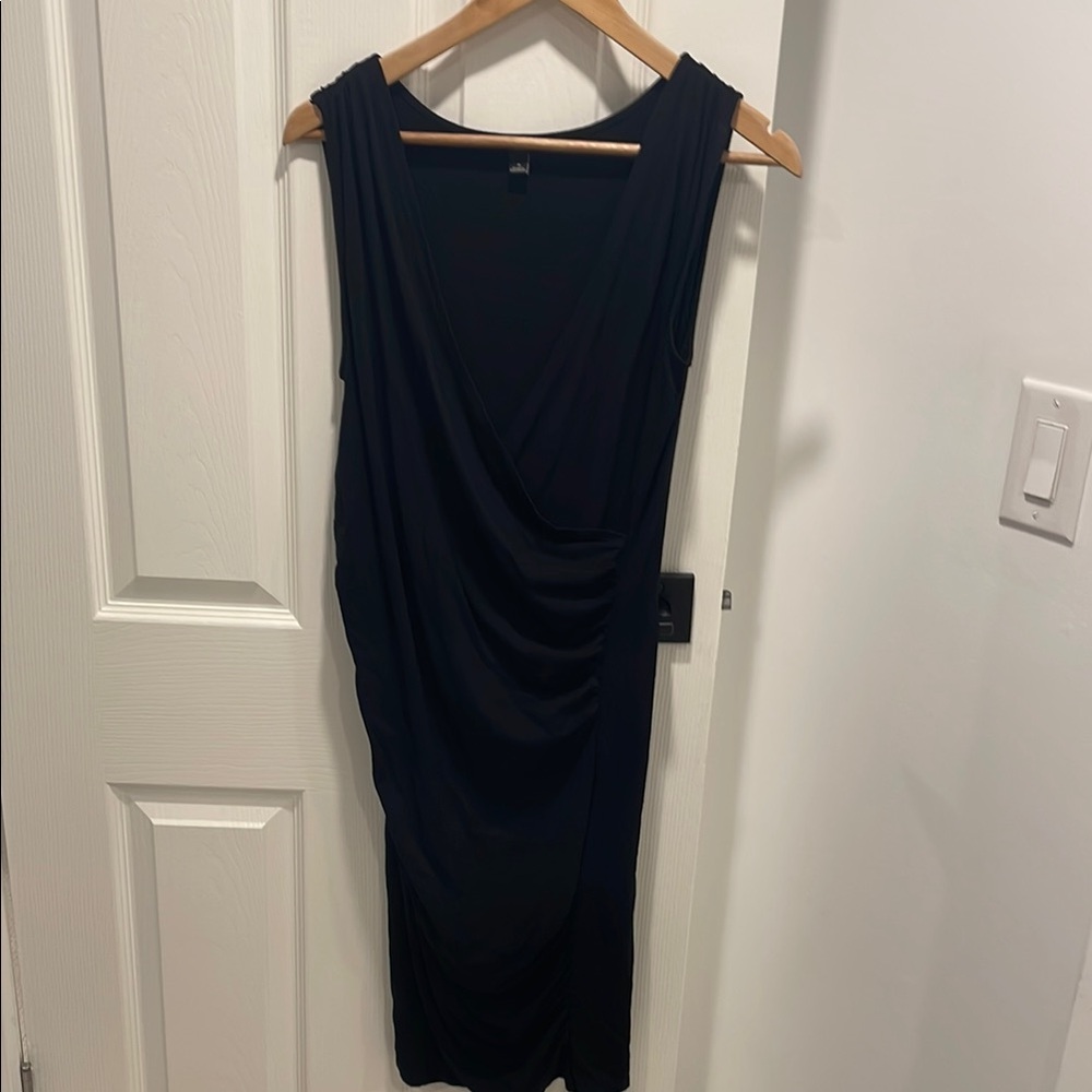 Ann Taylor Black Sheath ruched Sleeveless dress